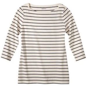 Merona 3/4 Sleeve Boat Neck Striped Tee
