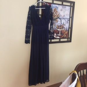 Awaken My Love Navy Blue Long Sleeve Maxi Dress