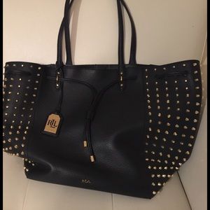 Ralph Lauren Black leather tote purse