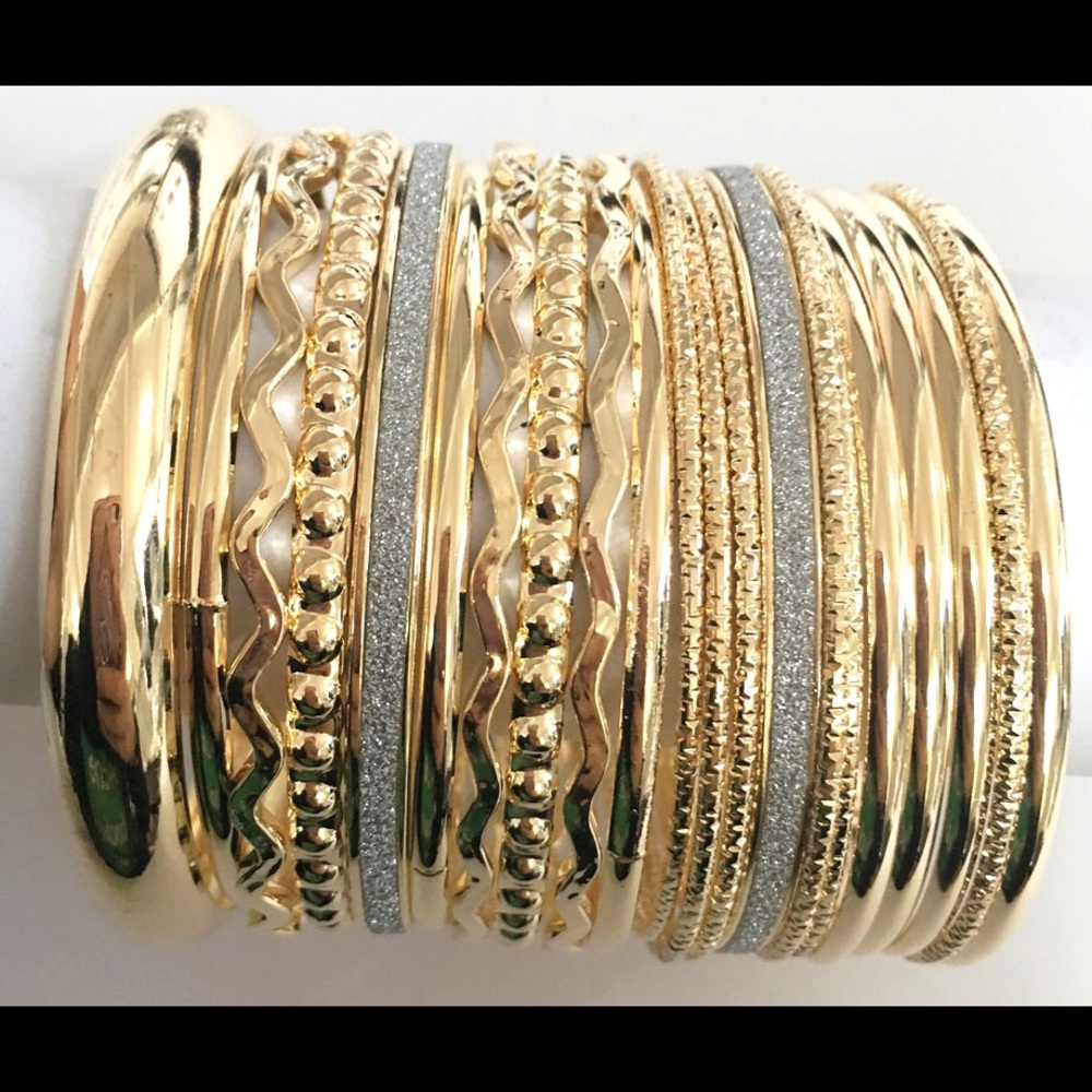 Gold Glitter Bangle Set
