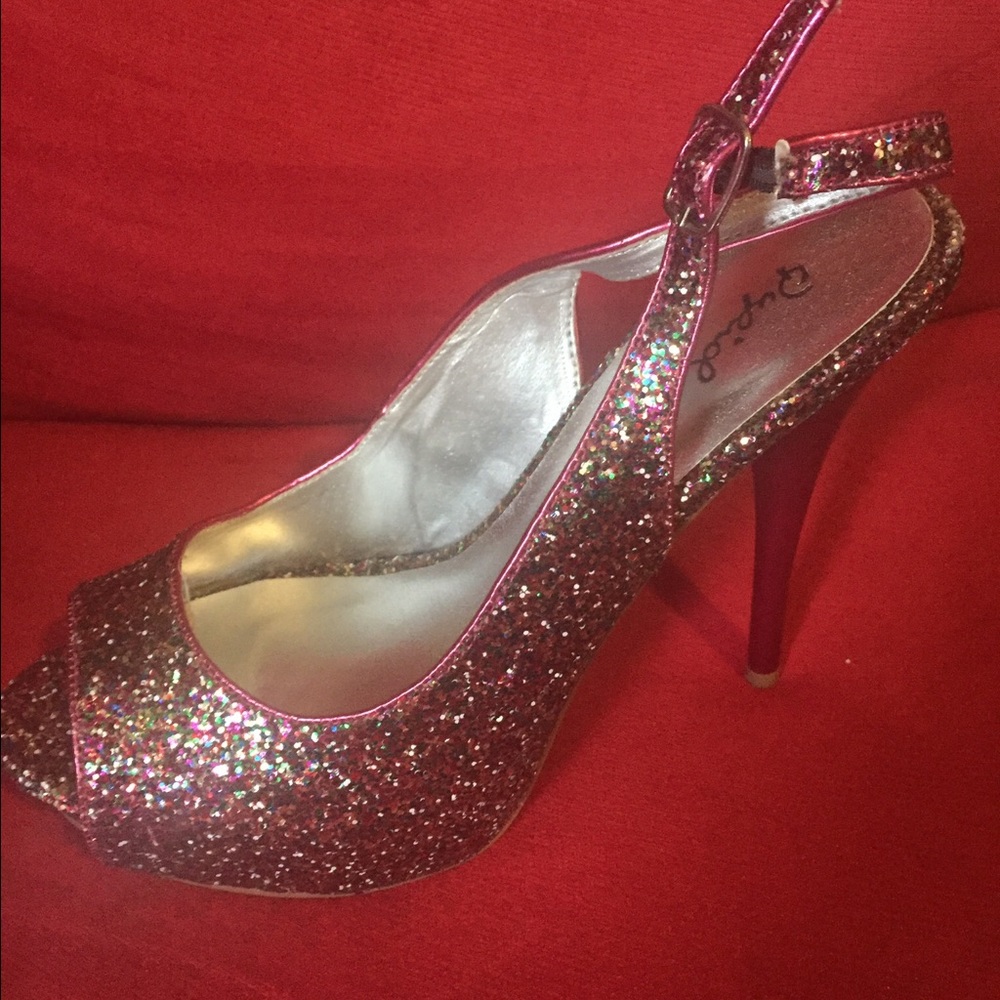 Sparkly pink and red club shoes