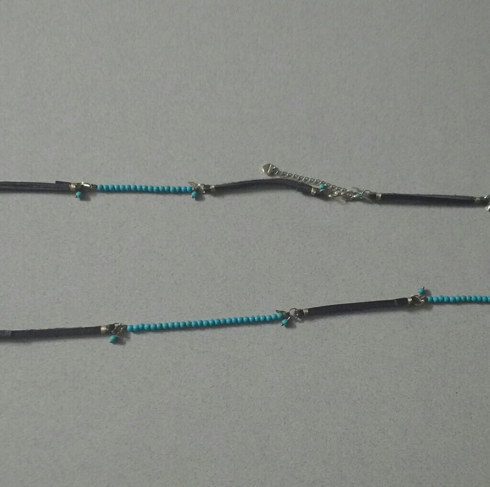 Leather and Turquoise Beaded Necklace
