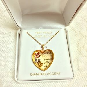 Mother daughter heart shaped 14k gold necklace NEW