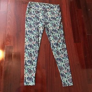 Pink and teal paisley leggings