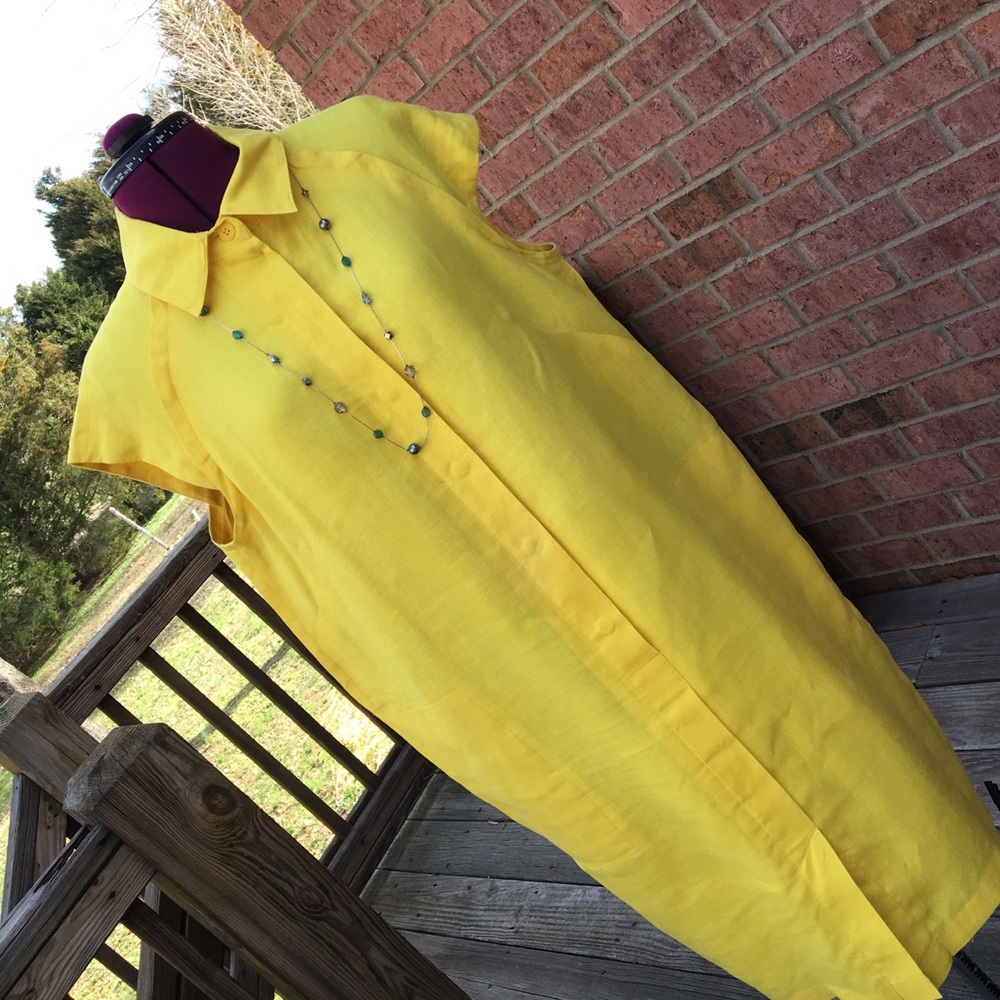Sunny Yellow Jones New York Collection Linen Dress