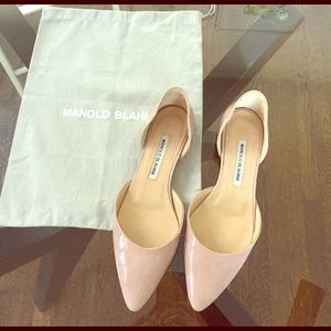 Manolo Blahnik Patent Leather Flats, Size 37.5