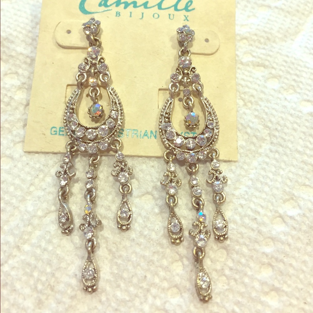 Chandelier silver earrings- antique style