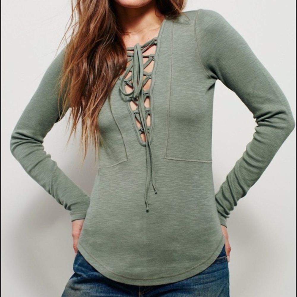 Free People Lace up top