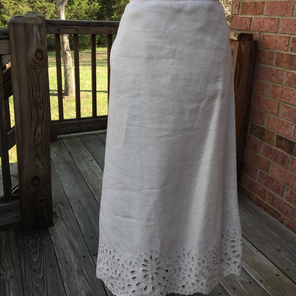 Talbots's Beige Lined Linen Skirt