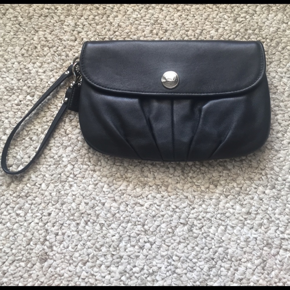 Black leather Coach Clutch