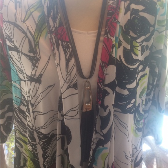 "Peter Nygard" Multi-Print Dress Wrap Tunic - Picture 2 of 6