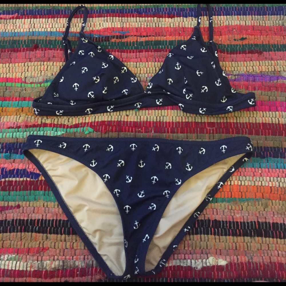 JCREW Navy & White Anchor Bikini
