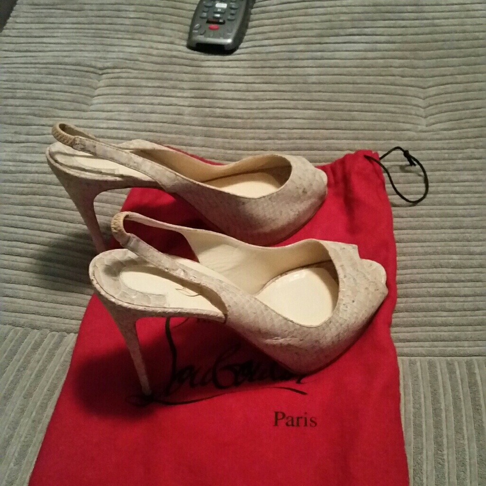 Authentic Christian Louboutin Python Sling Backs.… - image 2