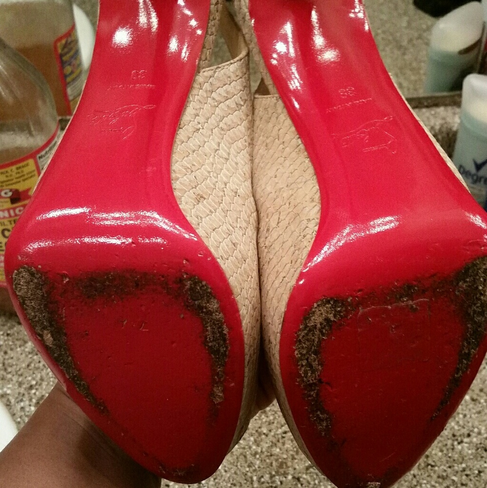 Authentic Christian Louboutin Python Sling Backs.… - image 5