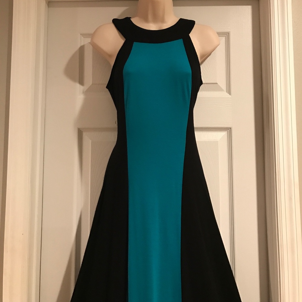 **SOLD** Black & Blue Halter Maxi Dress Sz. S