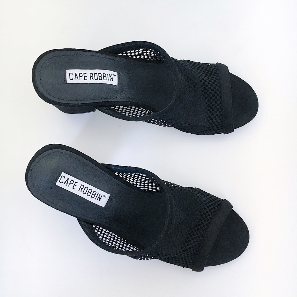 Final Sale! Tara Black Vegan Mesh Caged Mules - Picture 3 of 8