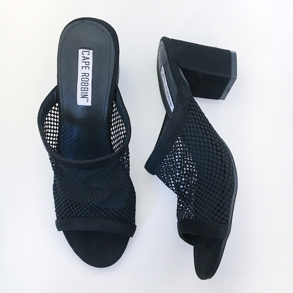 Final Sale! Tara Black Vegan Mesh Caged Mules - Picture 4 of 8