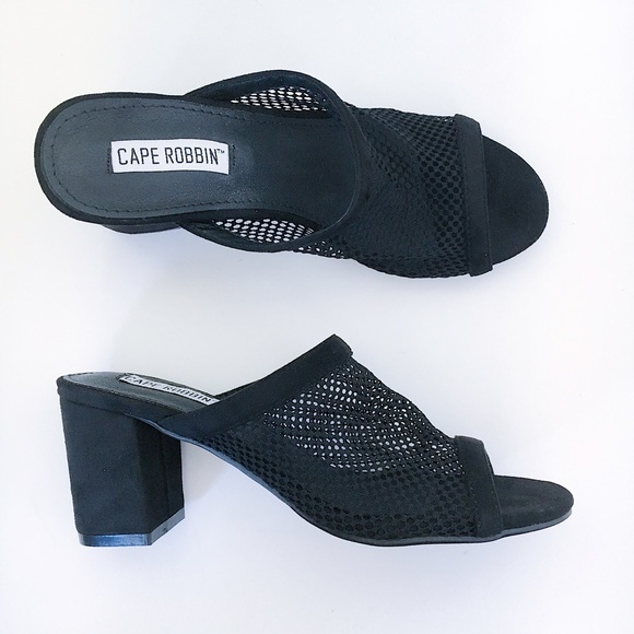 Final Sale! Tara Black Vegan Mesh Caged Mules - Picture 2 of 8