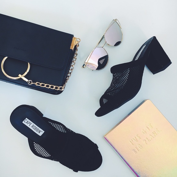 Final Sale! Tara Black Vegan Mesh Caged Mules - Picture 7 of 8