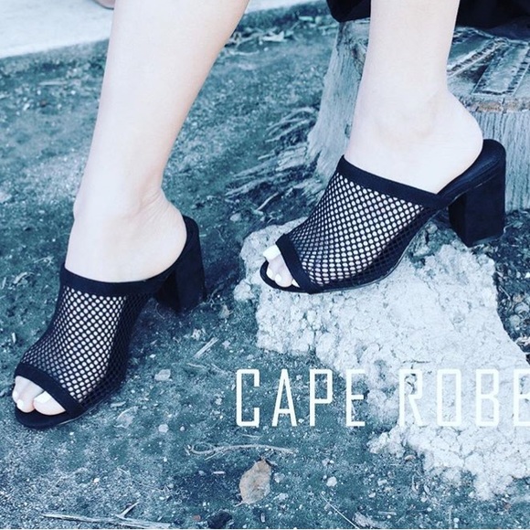 Final Sale! Tara Black Vegan Mesh Caged Mules - Picture 6 of 8