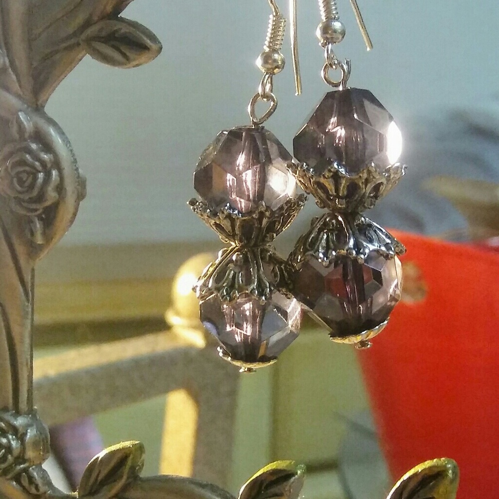 Dangle smoky quartz translucent earrings