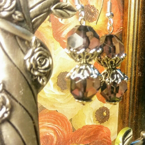 Dangle smoky quartz translucent earrings - Picture 3 of 4