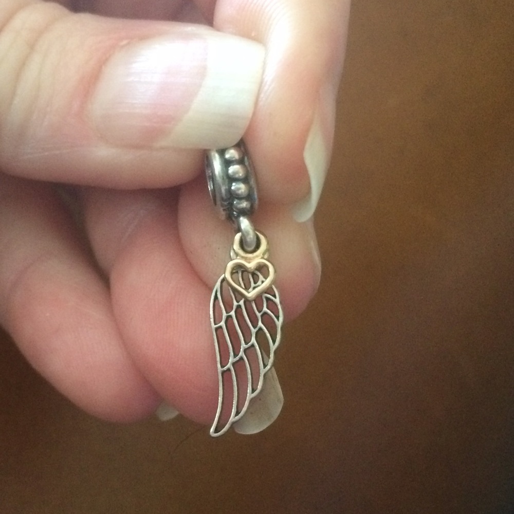 Authentic Pandora Angel Wing Sterling &14k