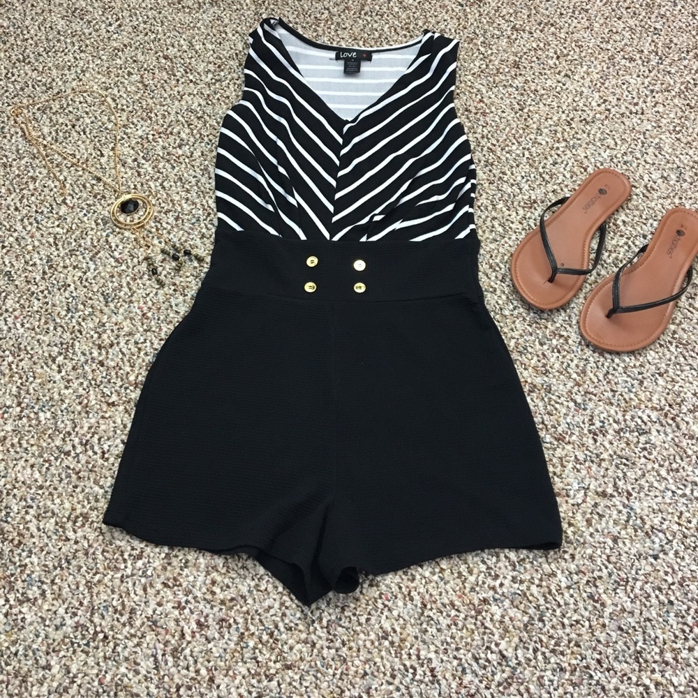 Black and White Striped Romper!