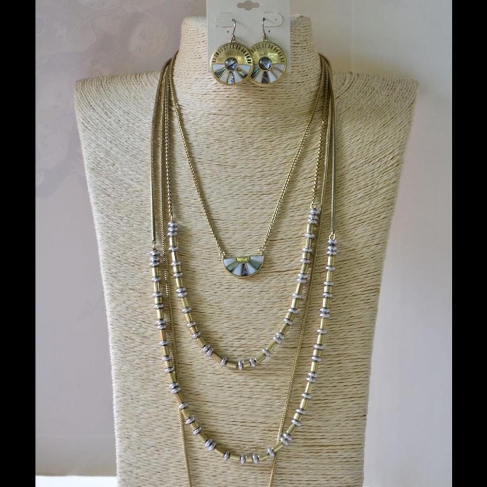 Lucky Brand Layer Abalone Major Circle jewelry set