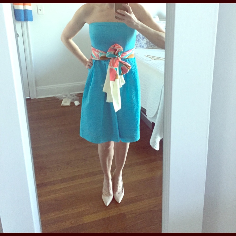 J. Crew Strapless Aqua Dress, Size 4