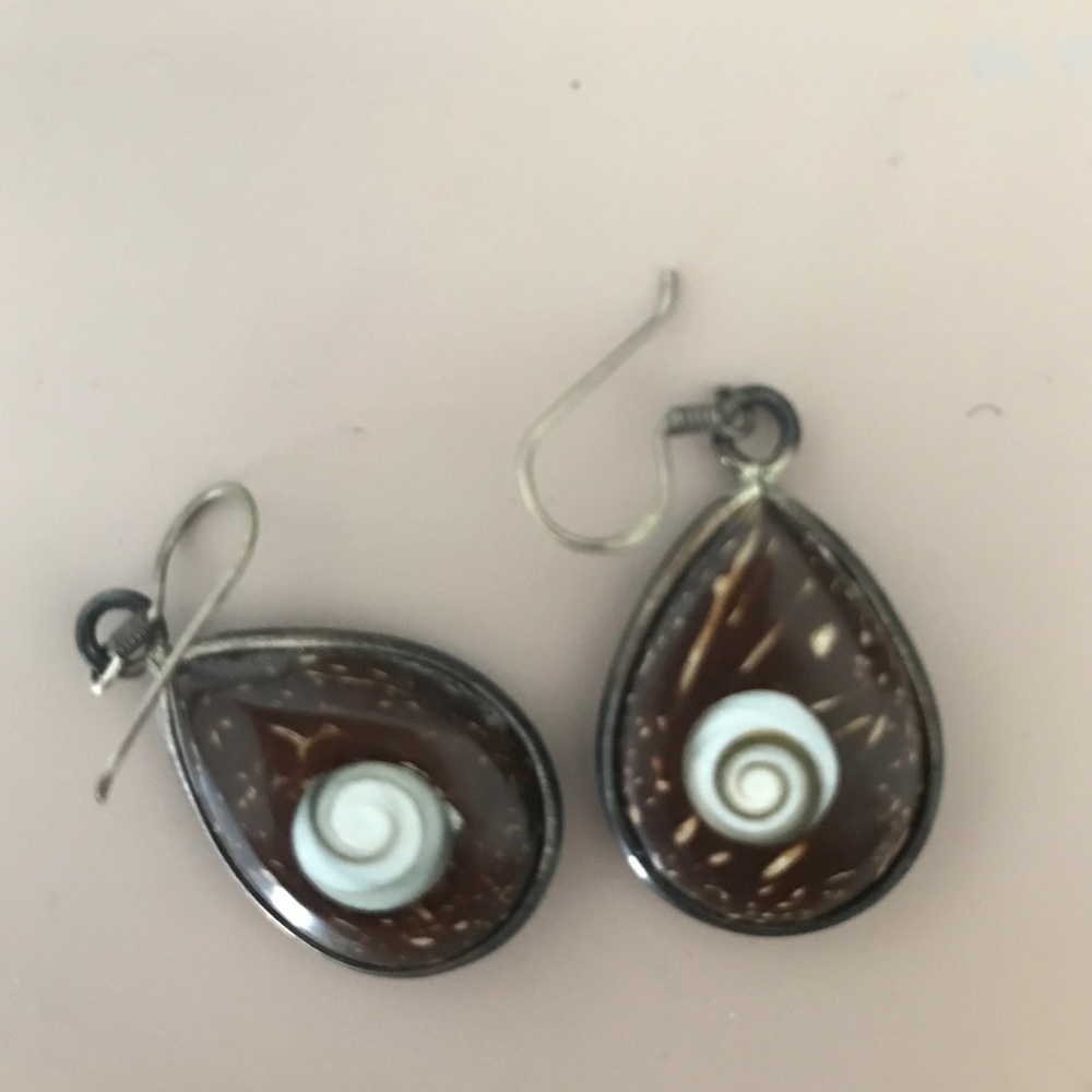 Coconut and shell earrings