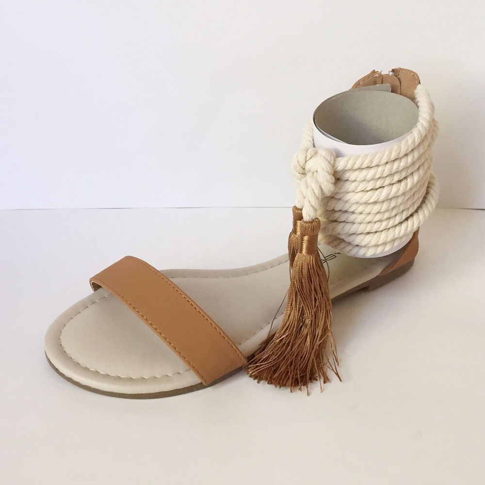 5-Star Rated! Rope and Tassel Tan Sandals - Picture 2 of 5