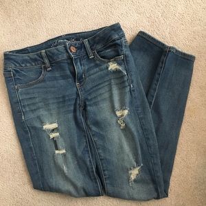 American Eagle Ripped Jeggings Medium Wash