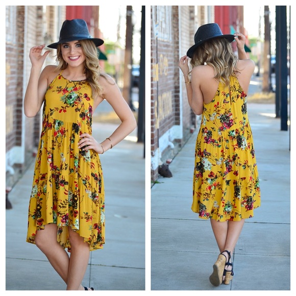 Infinity Raine Dresses & Skirts - ✨LAST ONE✨Mustard floral dress