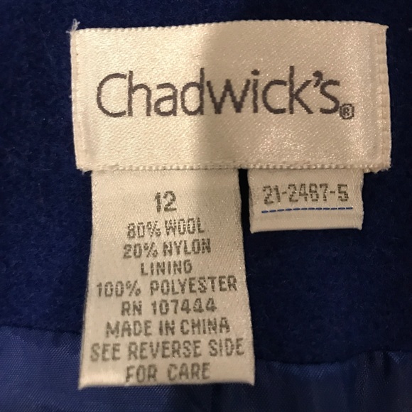 **SOLD** Royal Blue Single Button Wool Jacket - Picture 3 of 3