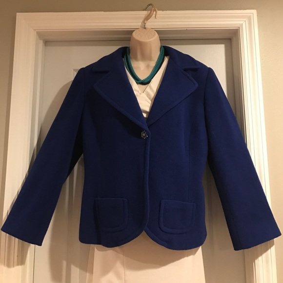 **SOLD** Royal Blue Single Button Wool Jacket - Picture 1 of 3