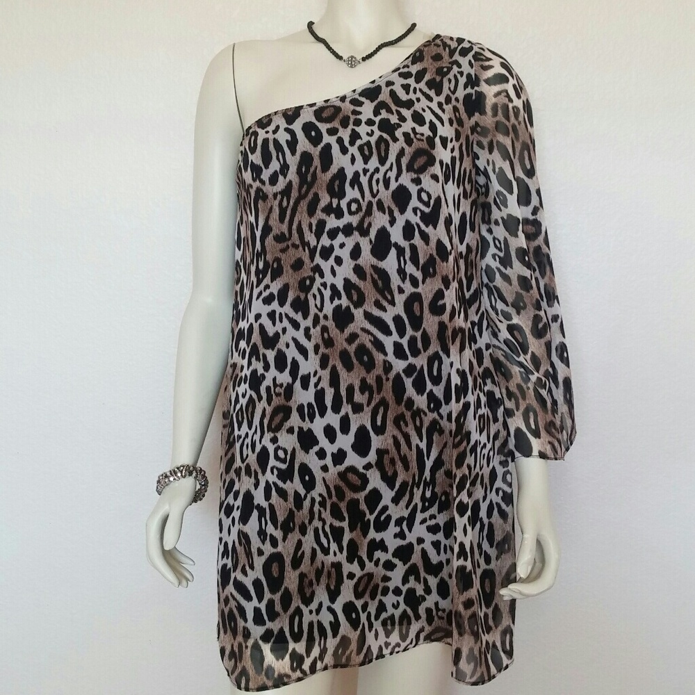 Asymmetrical Cheetah Print Dress
