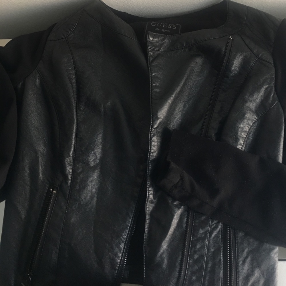 Used black leather jacket