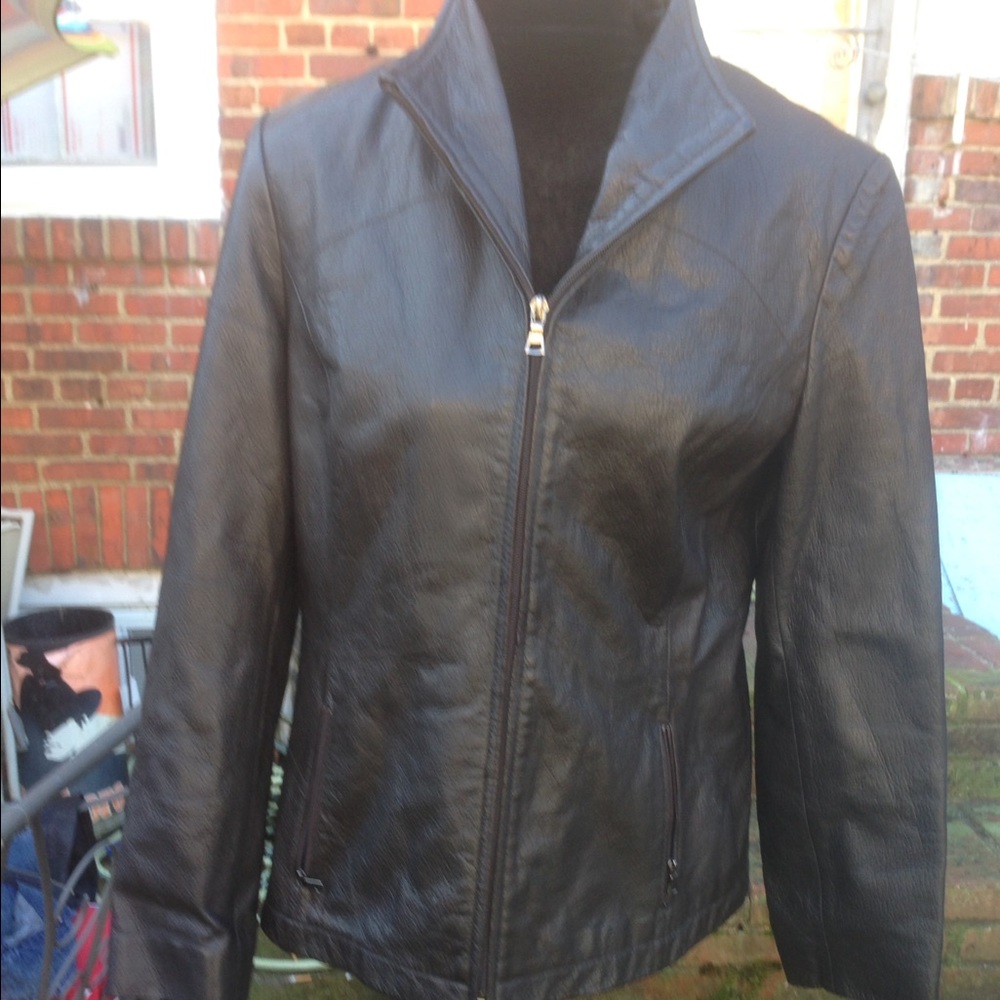 Kenneth Cole Reaction 100% real leather coat SZ M