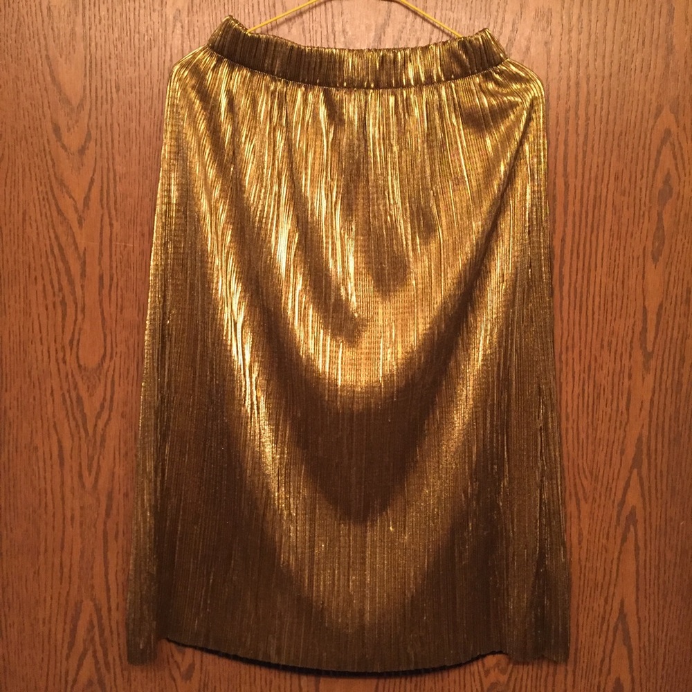 Zara Gold Pleated skirt