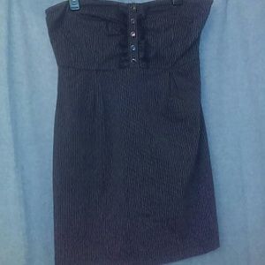 Black pinstripe Mini strapless dress