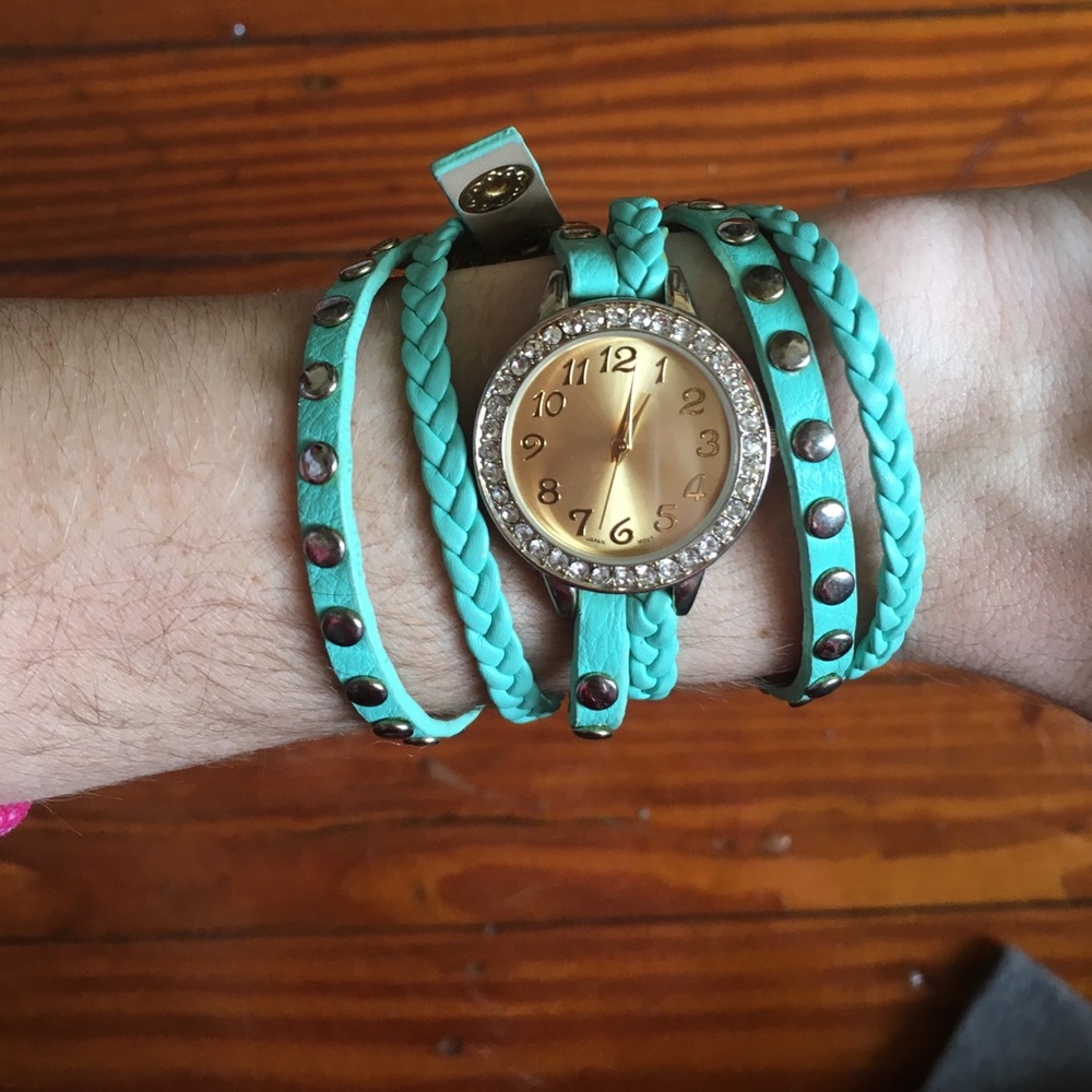 Free with any purchase!!! Teal and gold wrap watch