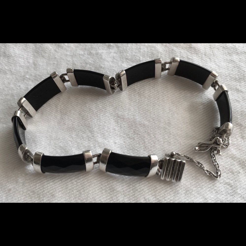 Sterling silver black onyx bracelet, classic style