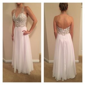 White Crystal Halter Gown