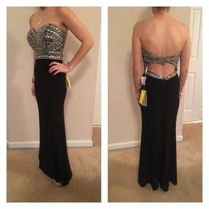 Black crystal beaded gown