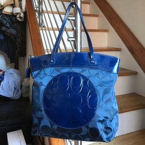 COACH Laura Signature Nylon Tote - Navy