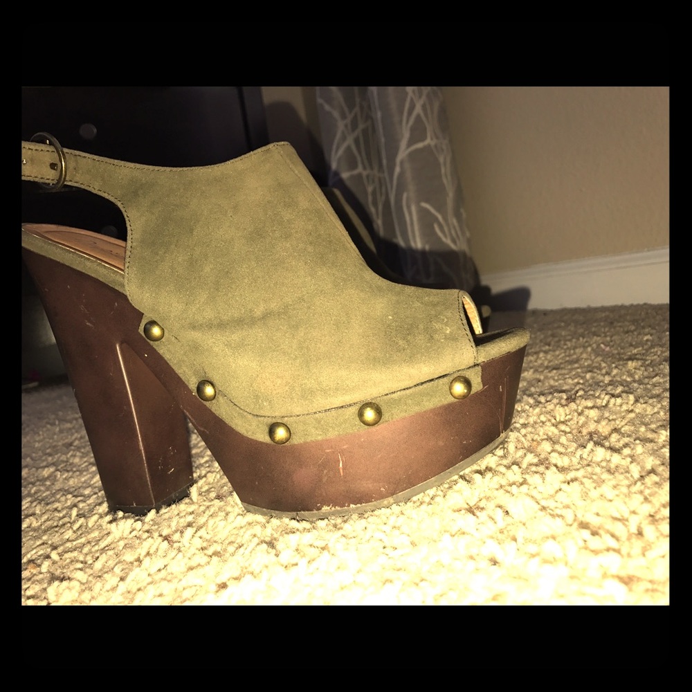 Olive green platform heels
