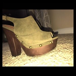Olive green platform heels