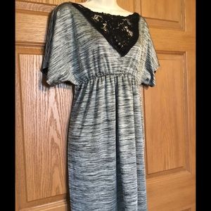 BCX Gray & Black V-Back Dress Medium New