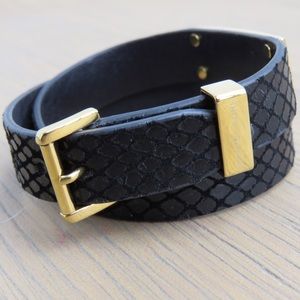 Michael Kors Black and Gold Leather Bracelet
